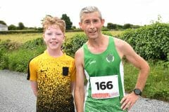 First cyclist home Cathal Murphy, Caherlistrane and first runner home Sean Burke, Tuam Athletics Club at the Castlehackett 8k.