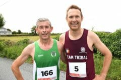 First man home Sean Burke, Tuam Athletics Club and second man home Niall Cunningham, Castlegar at the Castlehackett 8k.